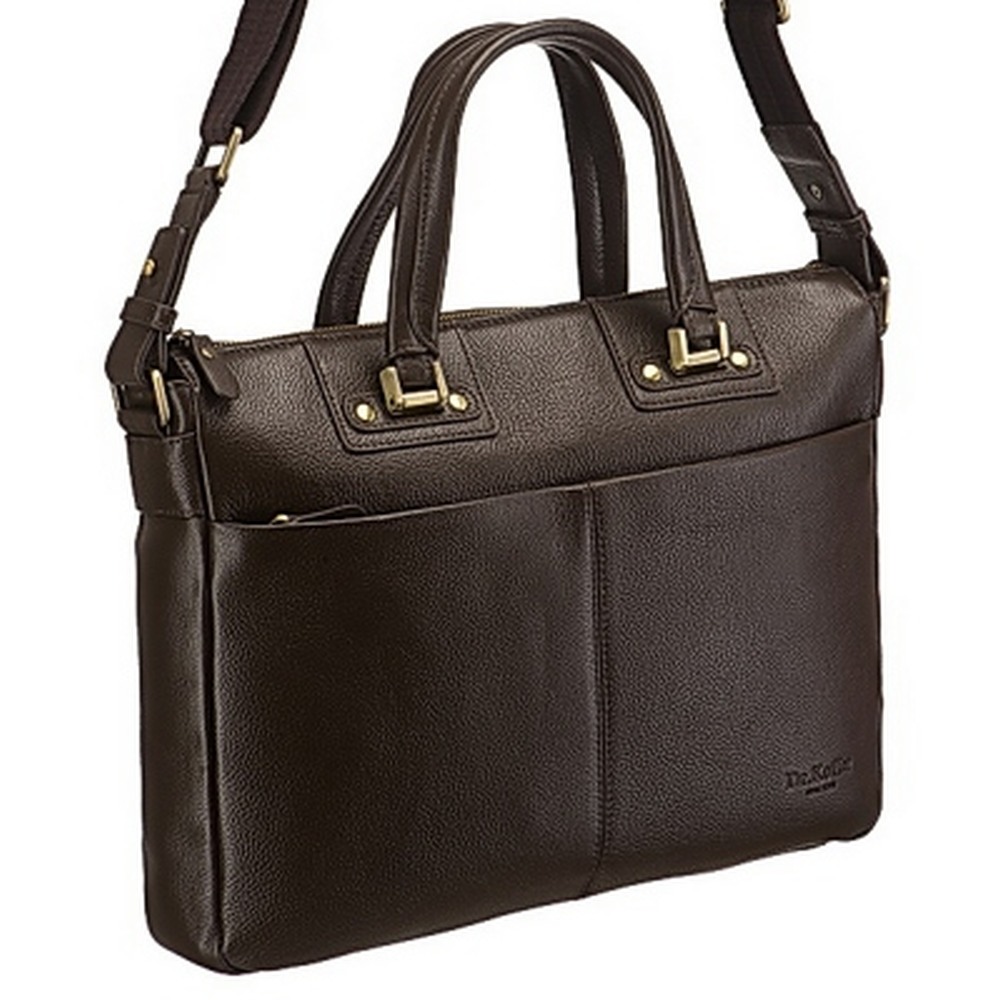 Деловая сумка Dr.Koffer из натуральной кожи темно-коричневая