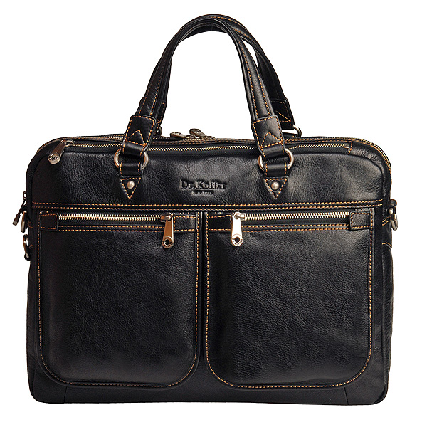 Деловая сумка Dr.Koffer из натуральной кожи черная