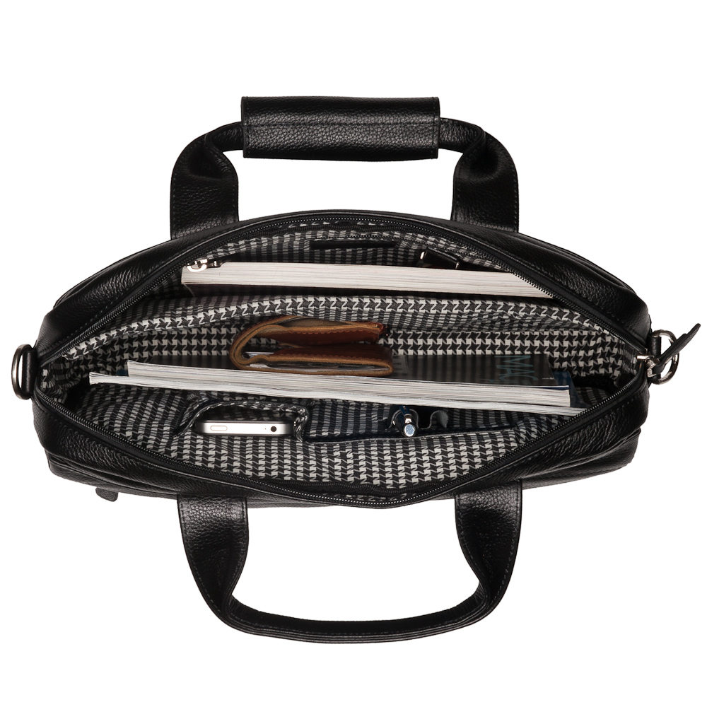 Черная кожаная сумка для документов Dr.Koffer P402583-220-04