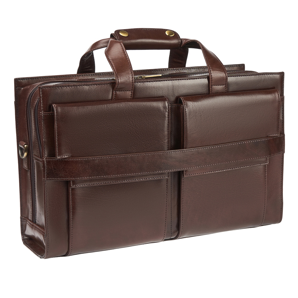 Деловая сумка Dr.Koffer из натуральной кожи темно-коричневая