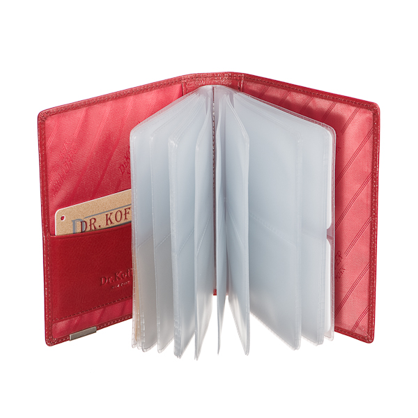 Визитница Dr.Koffer из натуральной кожи бордовая