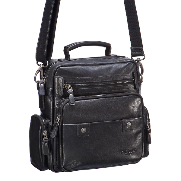 Мужская черного цвета сумка с большим количеством карманов и плечевым ремнем Dr.Koffer M402425-125-04
