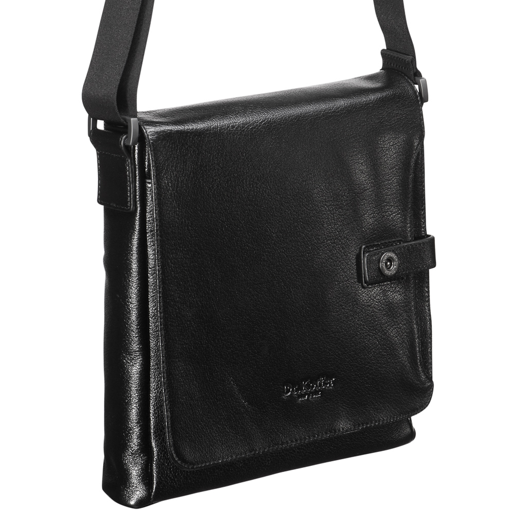 Черная мужская сумка с клапаном на липучке Dr.Koffer M402510-59-04