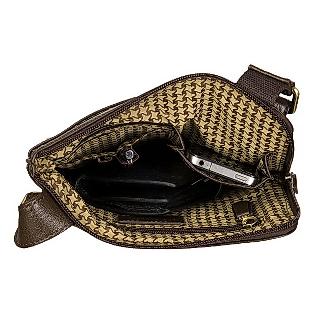 Компактная мужская темно-коричневая кожаная сумка через плечо Dr.Koffer M402582-220-09