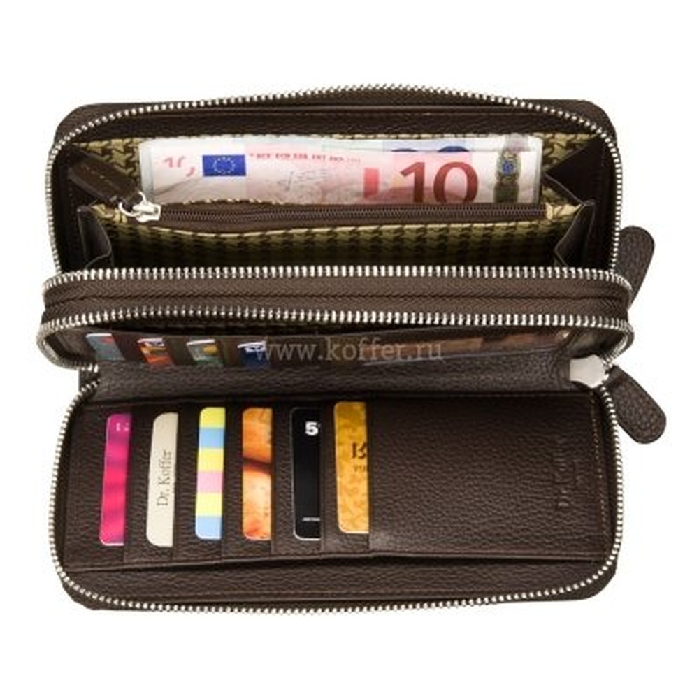 Портмоне Dr.Koffer из натуральной кожи коричневое