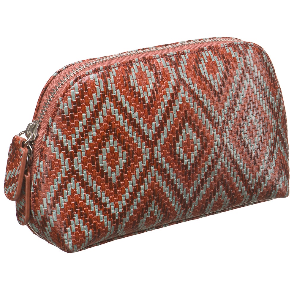 Косметичка Dr.Koffer из натуральной кожи красная с орнаментом