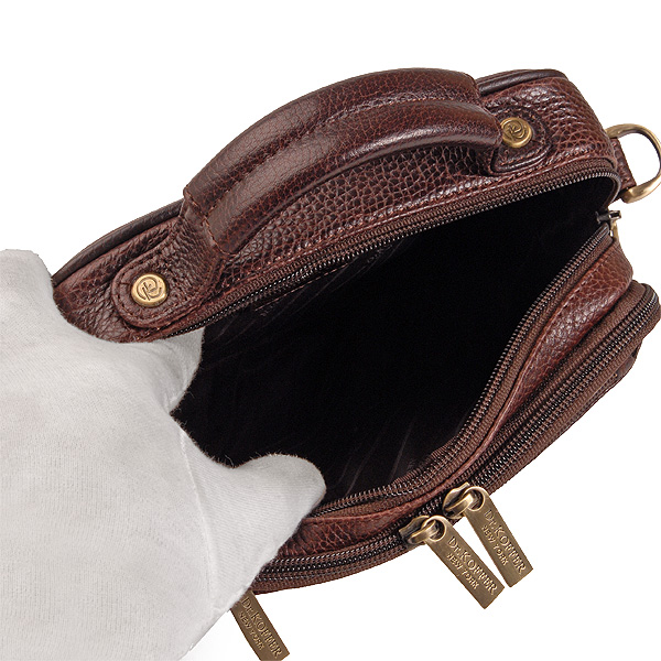 Коричневая мужская кожаная сумка со съемным плечевым ремнем Dr.Koffer B402251-02-09