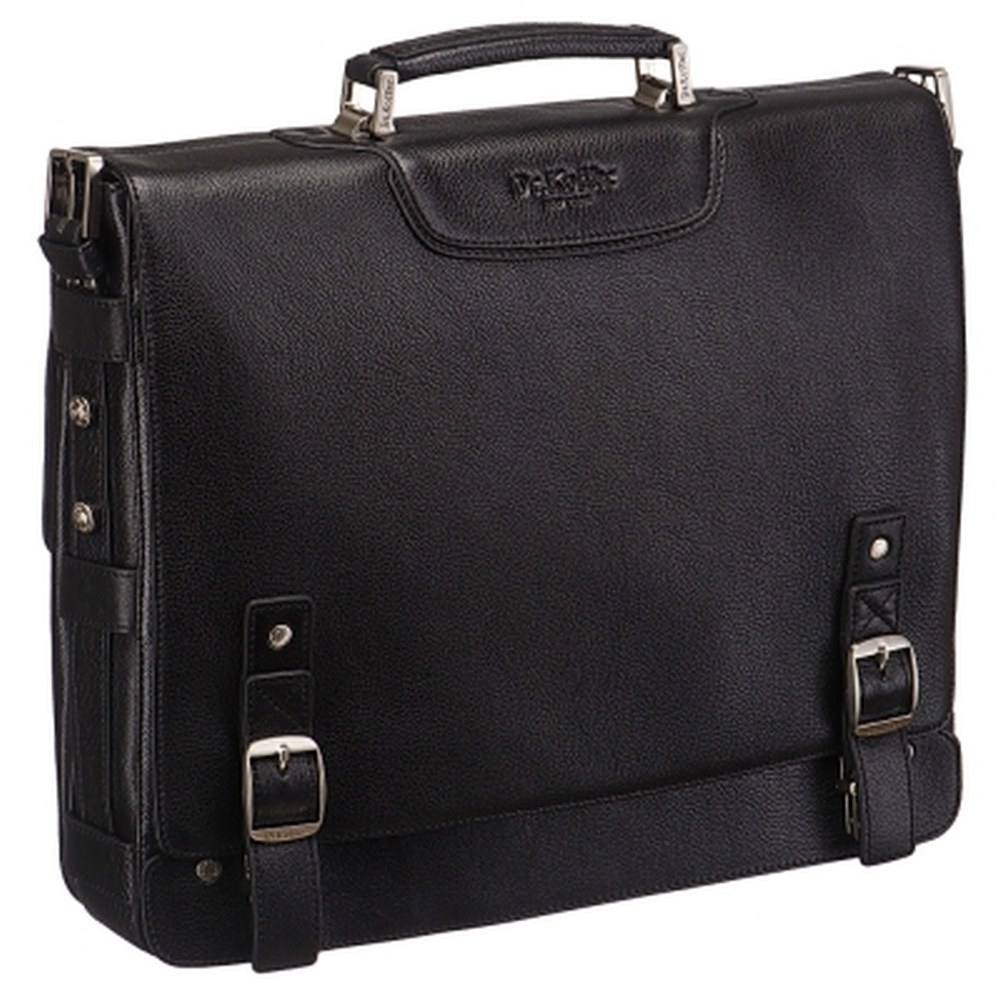 Вместительный портфель с перекидным ремнем (черного цвета) Dr.Koffer B402141-02-04
