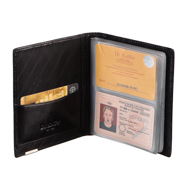 Визитница Dr.Koffer из натуральной кожи черная