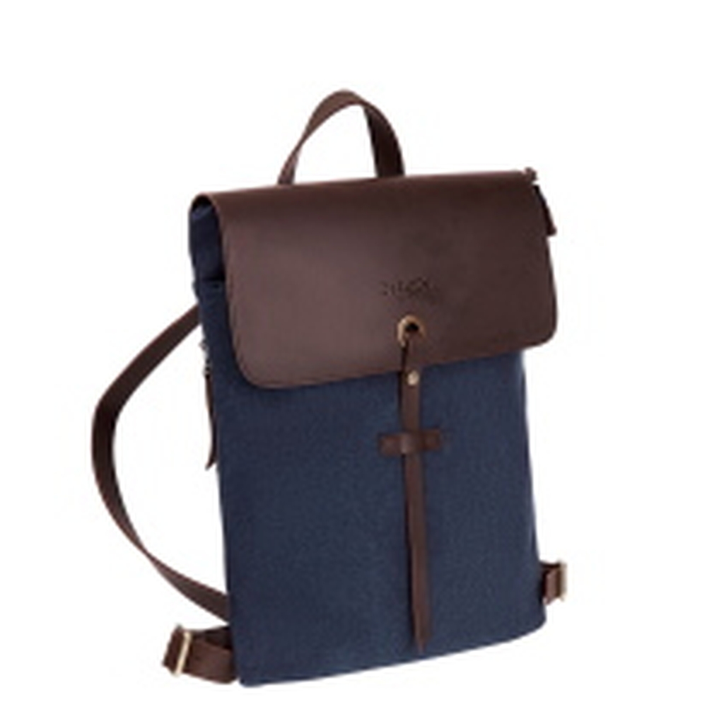 Рюкзак Dr.Koffer из канваса и натуральной кожи синий