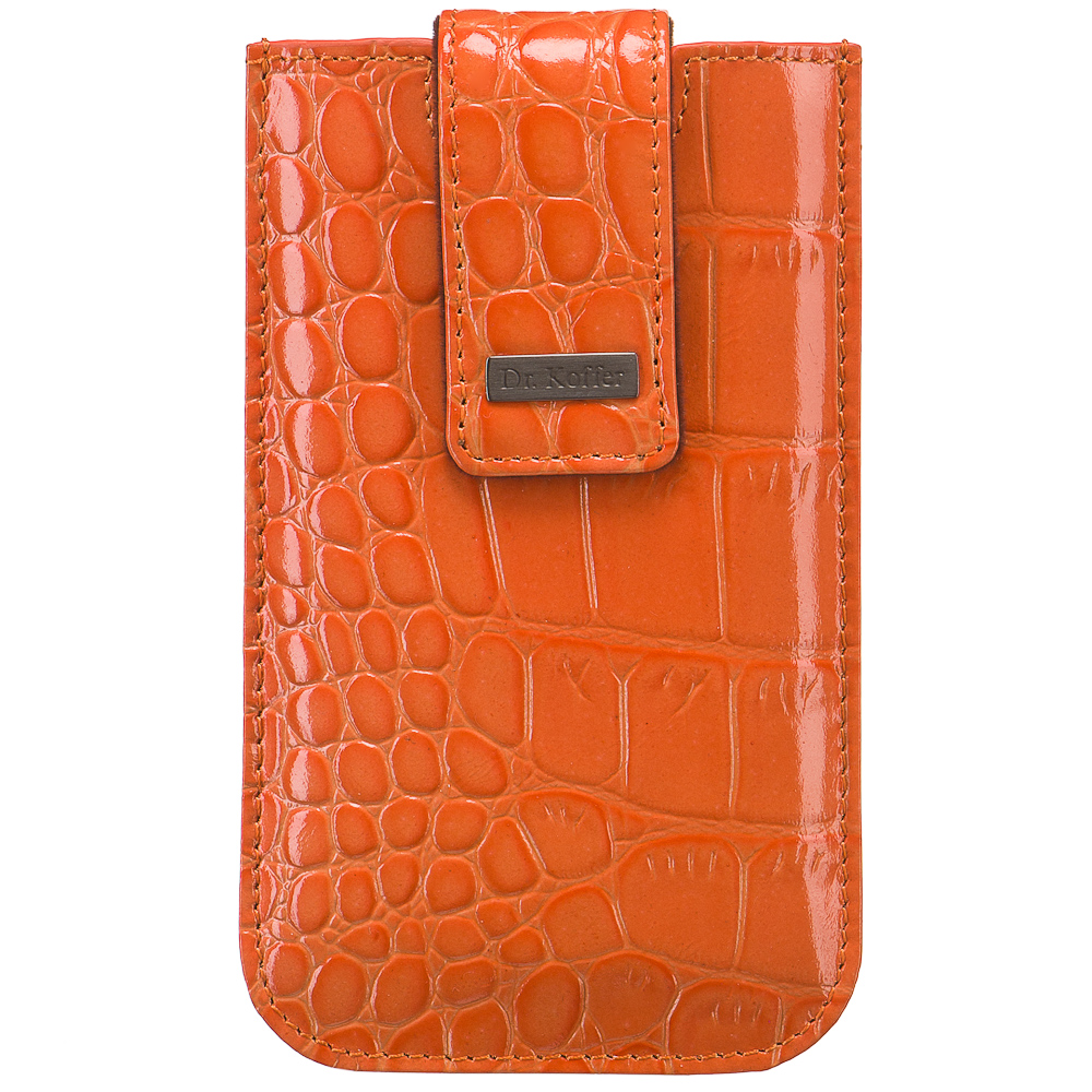 Чехол для телефона из натуральной кожи оранжевый Dr.Koffer