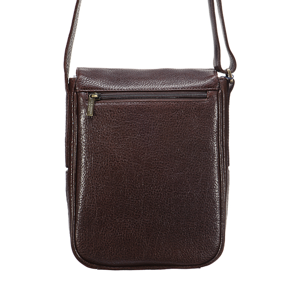 Прямоугольная темно-коричневая мужская сумка небольшого размера из жатой кожи Dr.Koffer M306221-02-09