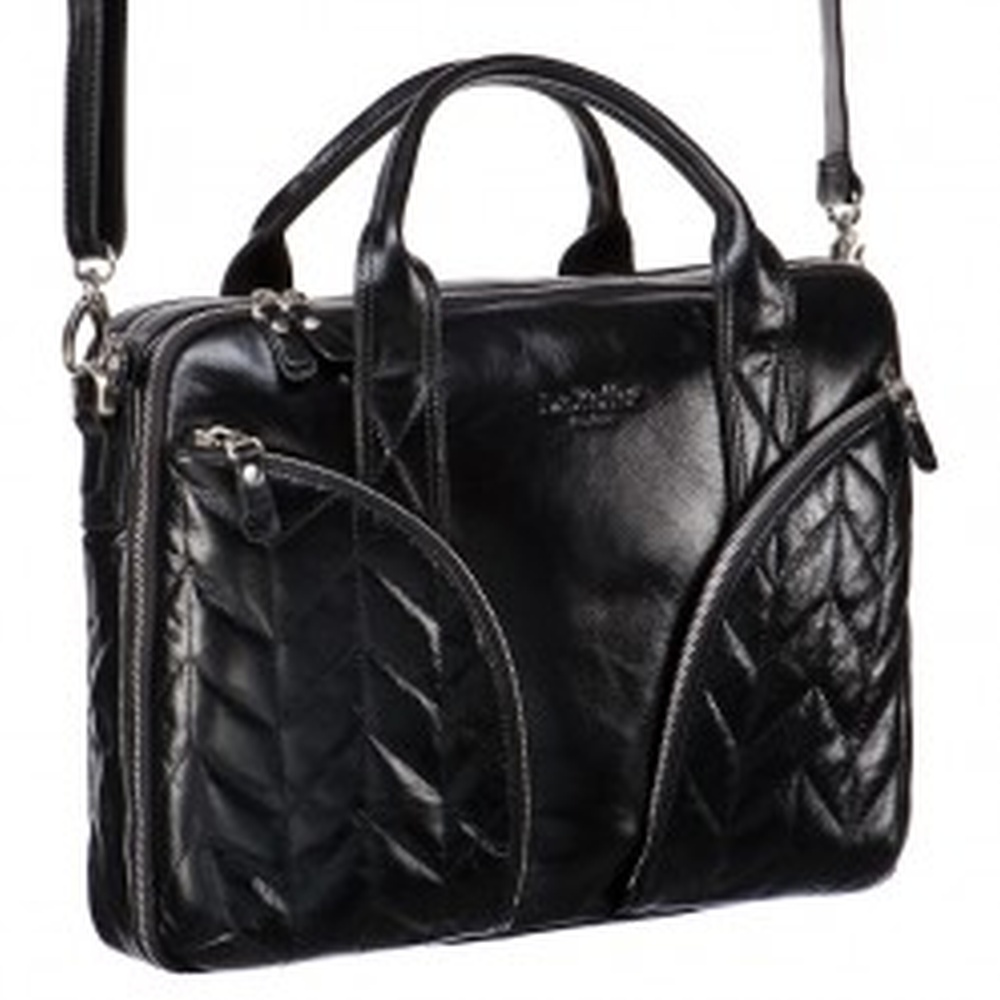 Деловая сумка Dr.Koffer из натуральной кожи черная