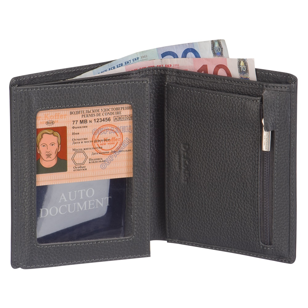 Портмоне Dr.Koffer из натуральной кожи серое