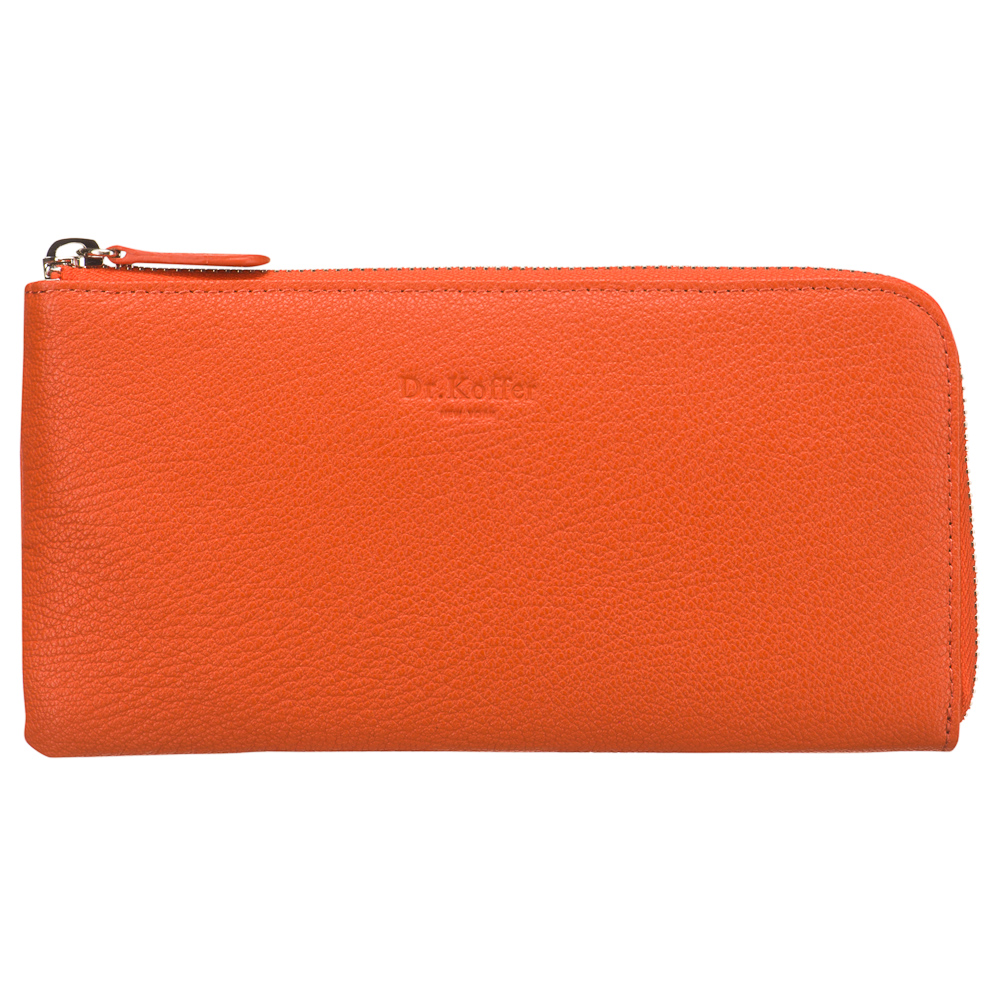 Женское портмоне из оранжевой тисненой кожи с боковыми секциями для купюр Dr.Koffer X510357-170-63