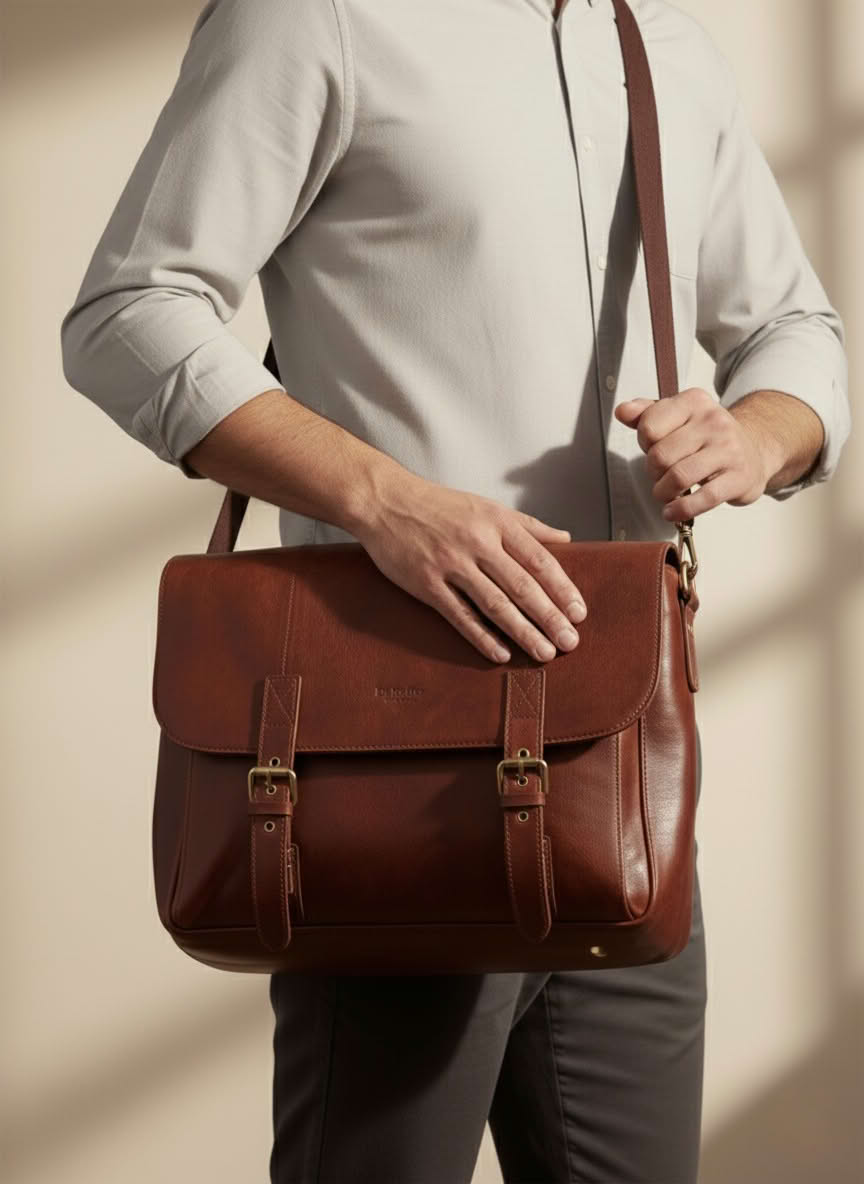 Портфель Dr.Koffer из натуральной кожи светло-коричневый