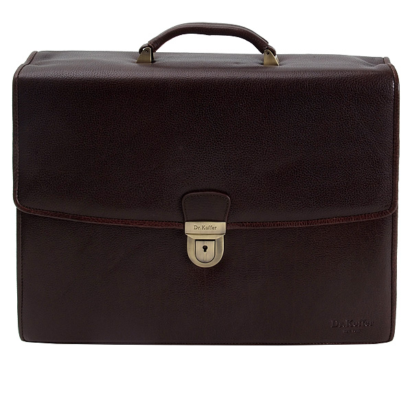 Портфель Dr.Koffer из натуральной кожи темно-коричневый