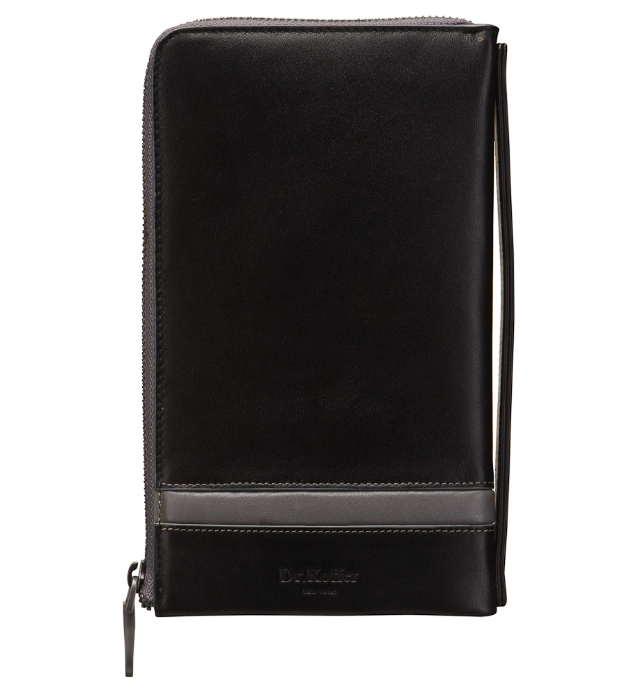 Мужская сумка-визитка из черной натуральной кожи с 16 карманами под карточки Dr.Koffer B402548-29-04