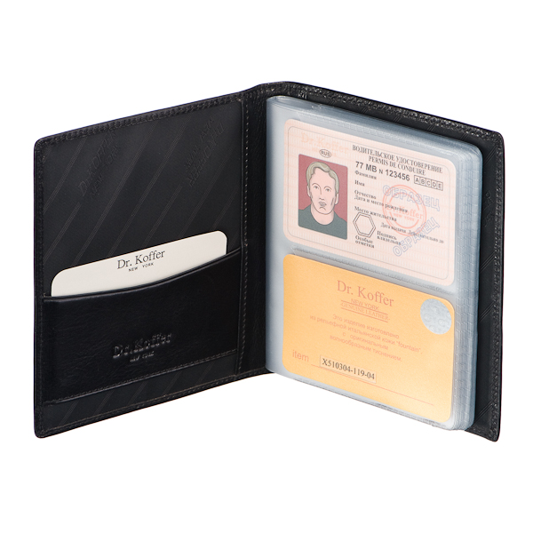 Визитница Dr.Koffer из натуральной кожи черная