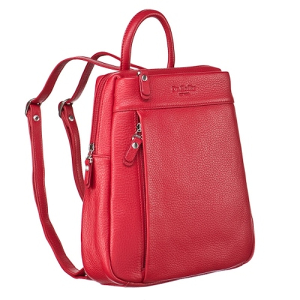 Женская кожаная сумка-рюкзак с ручкой-петелькой и двумя наружными карманами Dr.Koffer B402383-01-12