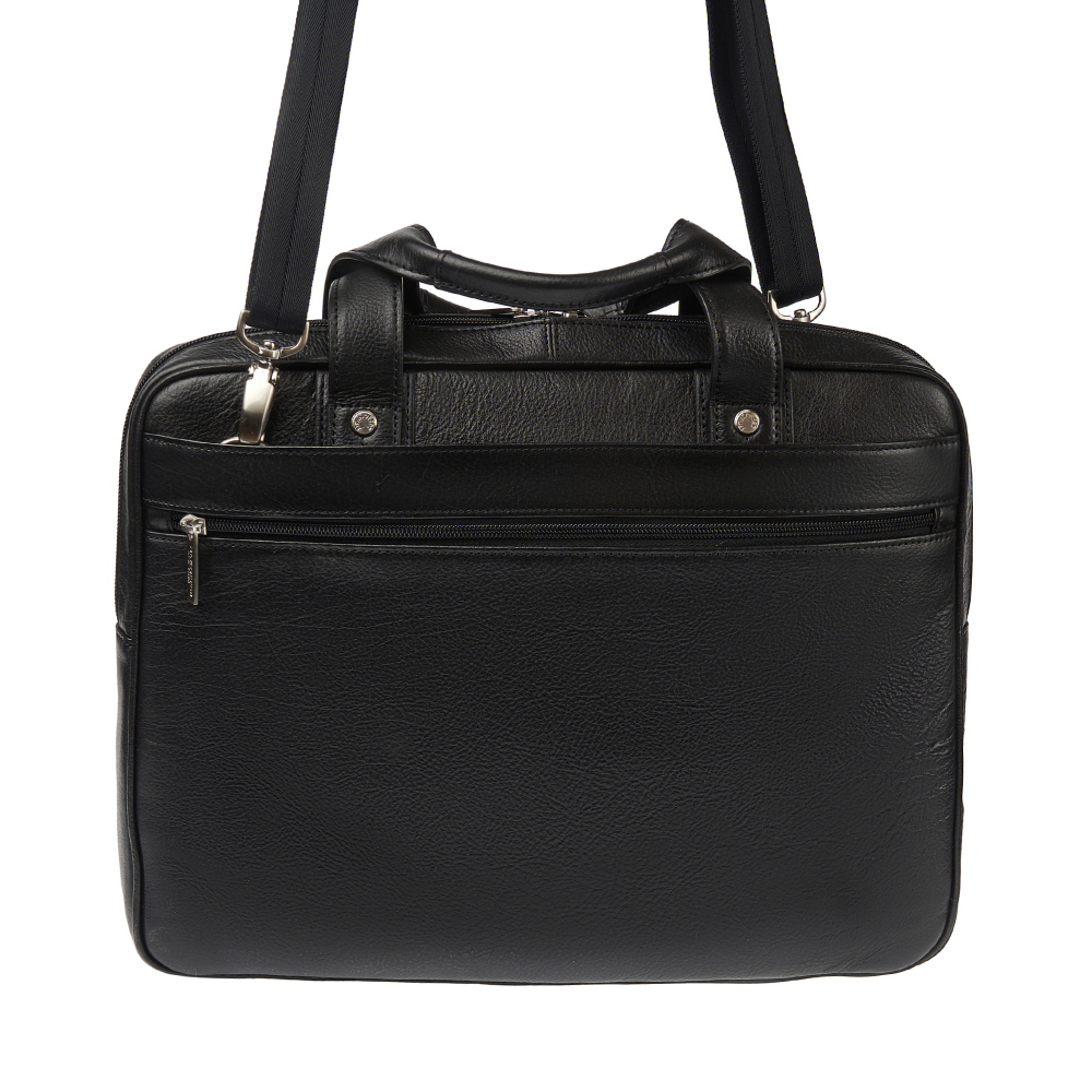 Деловая сумка Dr.Koffer из натуральной кожи черная