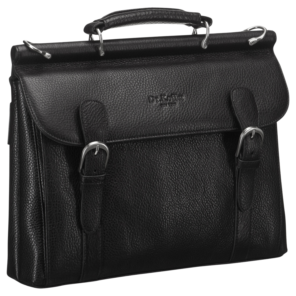 Компактный портфель на саквояжной планке (черного цвета) Dr.Koffer P402226-02-04