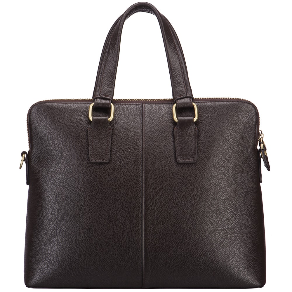 Деловая сумка Dr.Koffer из натуральной кожи темно-коричневая