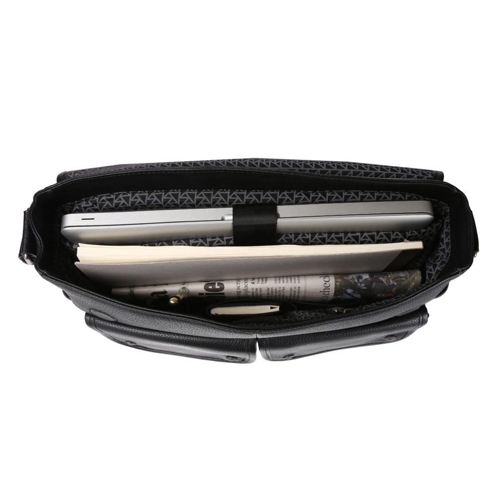 Деловая сумка Dr.Koffer из натуральной кожи черная