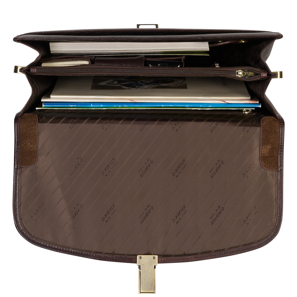Портфель Dr.Koffer из натуральной кожи темно-коричневый