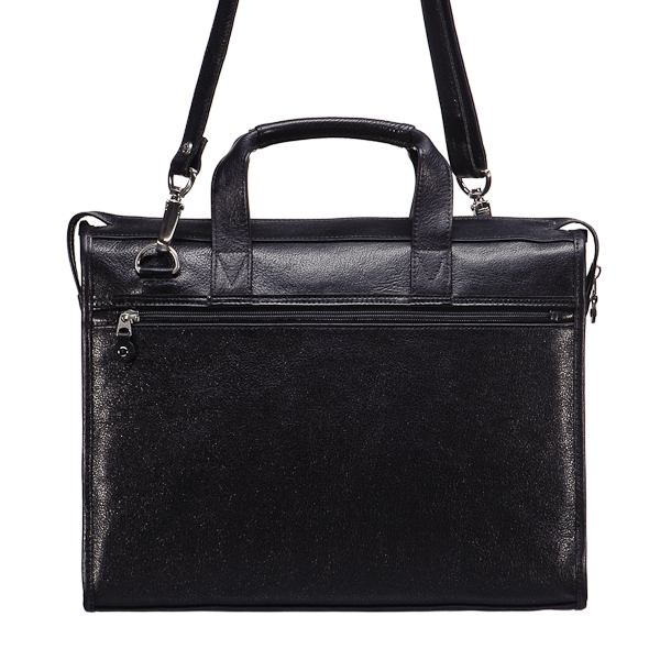 Прямоугольная черного цвета кожаная сумка для документов Dr.Koffer B408430-02-04