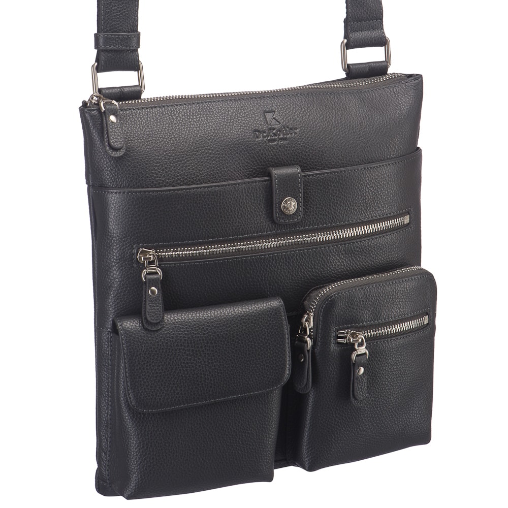 Сумка через плечо Dr.Koffer из натуральной кожи серая