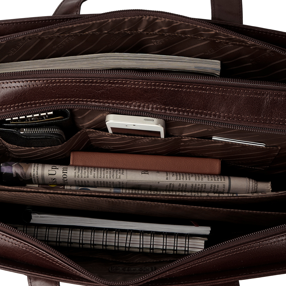 Деловая сумка Dr.Koffer из натуральной кожи темно-коричневая