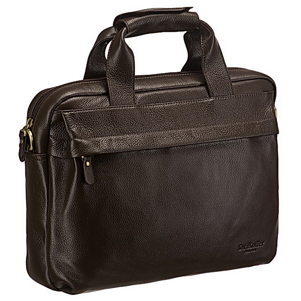 Темно-коричневая кожаная сумка для документов Dr.Koffer P402583-220-09