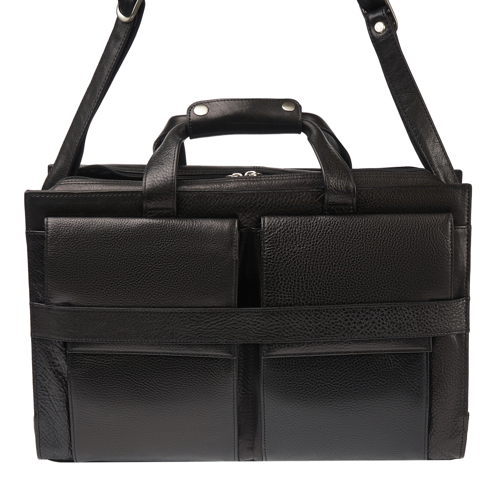 Деловая сумка Dr.Koffer из натуральной кожи черная