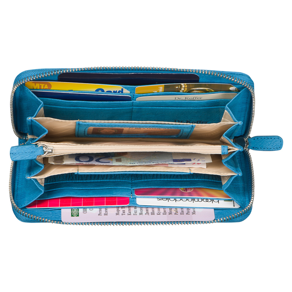Портмоне Dr.Koffer из натуральной кожи голубое