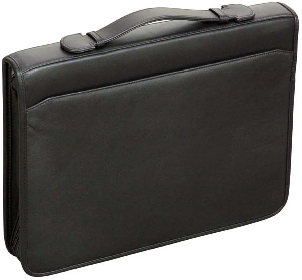Папка для документов из черной кожи на молнии с ручкой Dr.Koffer G231980-01-04