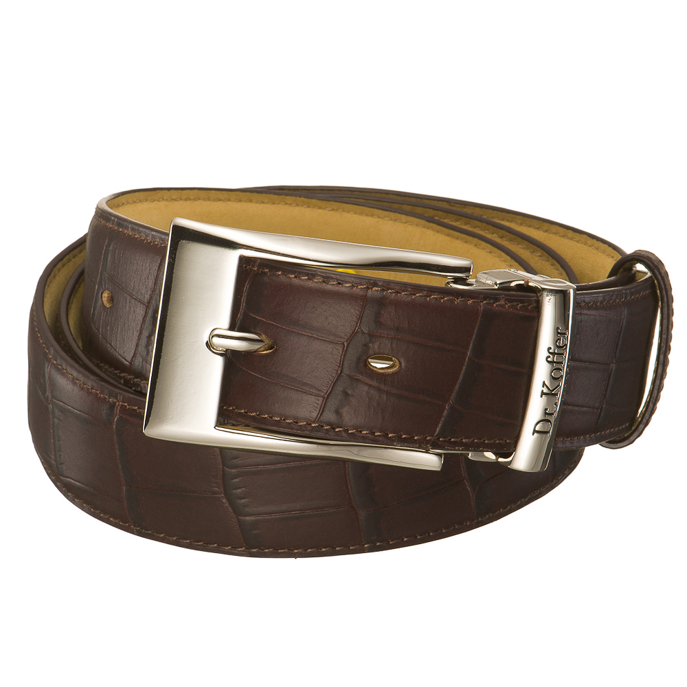 Кожаный ремень с теснением "под крокодила" Dr.Koffer R022B01120-102-09