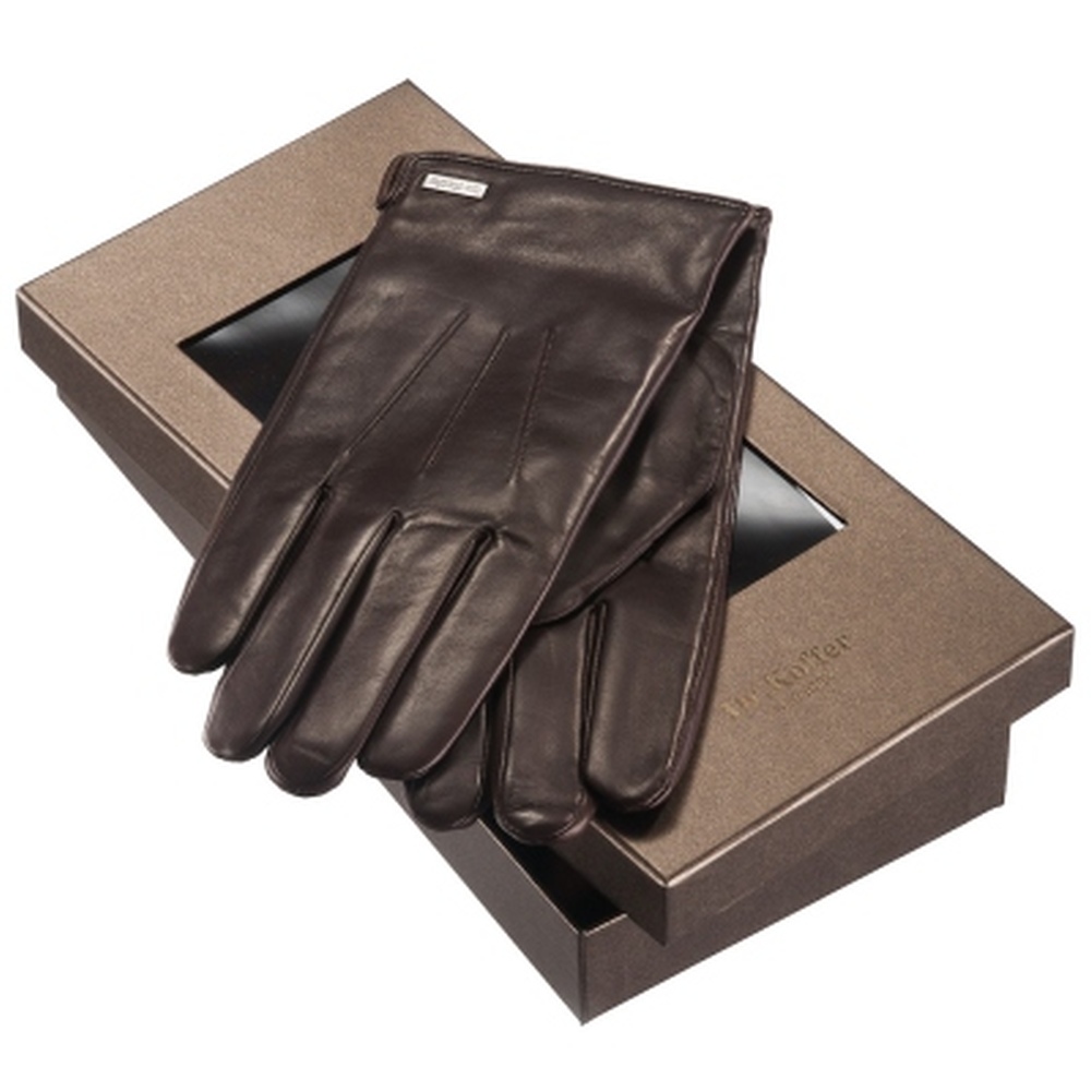 Темно-коричневые мужские перчатки на шерстяной подкладке Dr.Koffer H710052-41-09