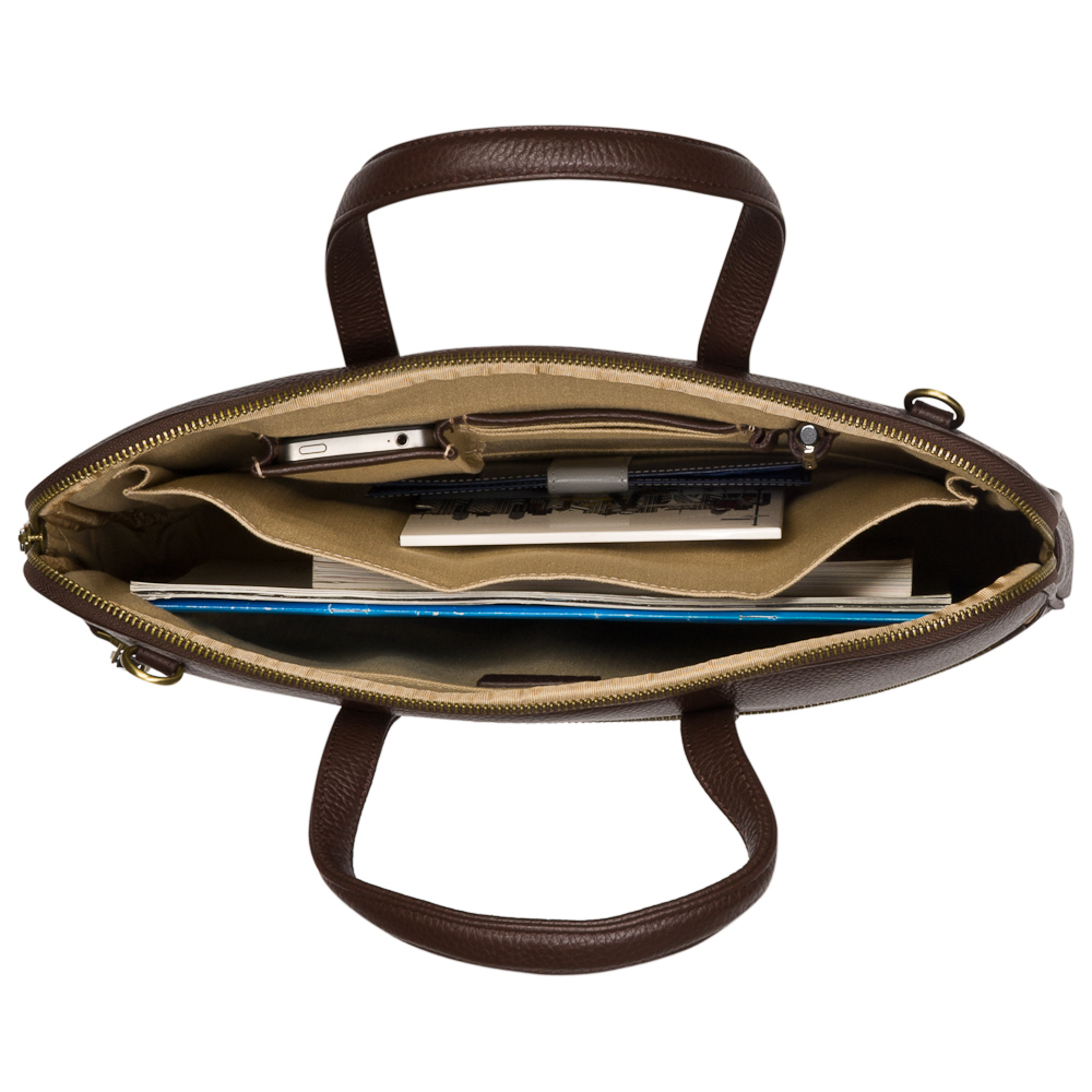 Деловая сумка Dr.Koffer из натуральной кожи темно-коричневая