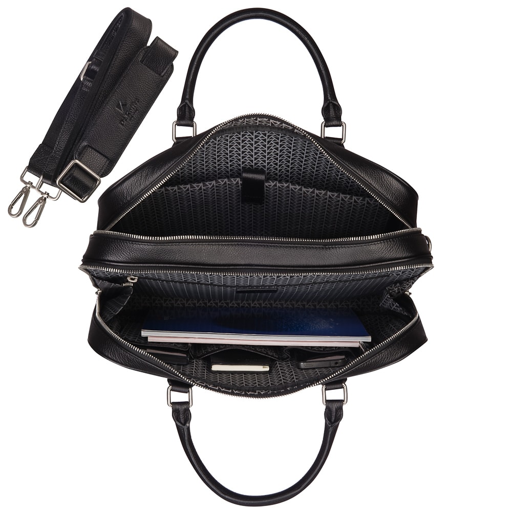 Деловая сумка Dr.Koffer из натуральной кожи черная