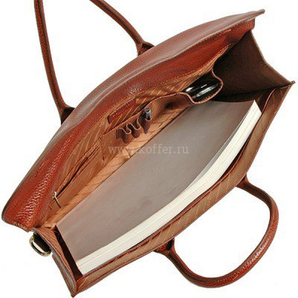 Женский кожаный портфель коричневого цвета с клапанами на скрытых магнитах Dr.Koffer B402138-02-05