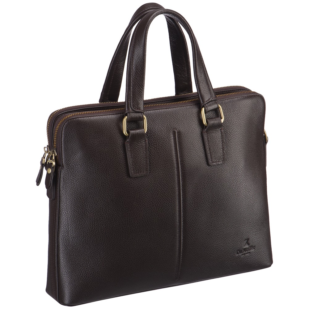 Деловая сумка Dr.Koffer из натуральной кожи темно-коричневая