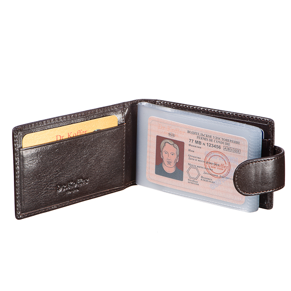 Визитница Dr.Koffer из натуральной кожи темно-коричневая