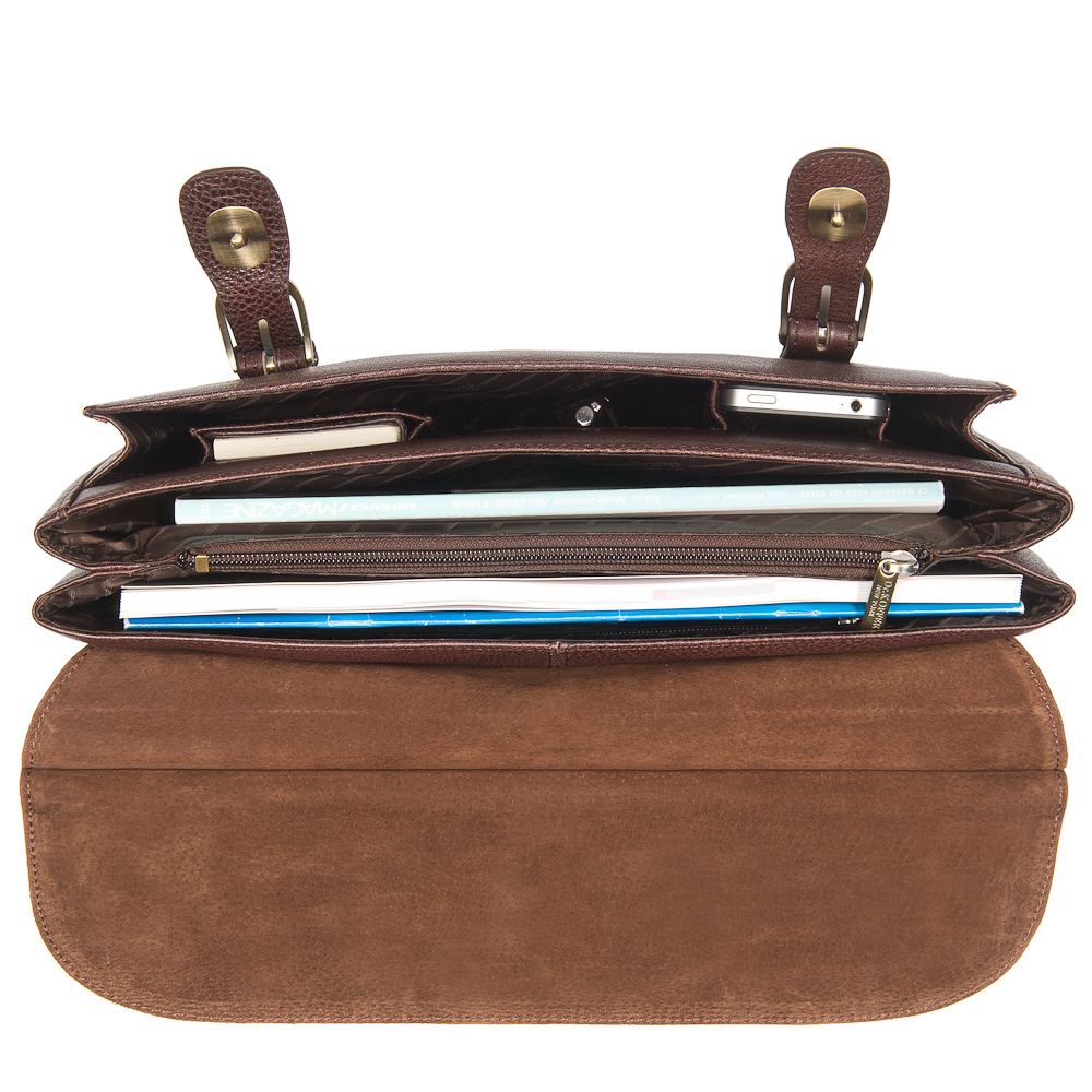 Компактный портфель с бизнес-блоком и съемным ремнем (шоколадного цвета) Dr.Koffer P402226-02-09