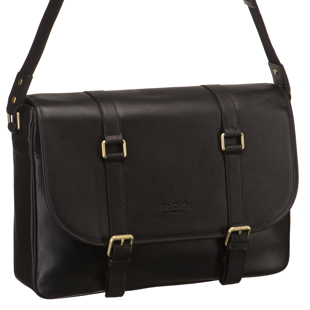 Деловая сумка Dr.Koffer из натуральной кожи черная