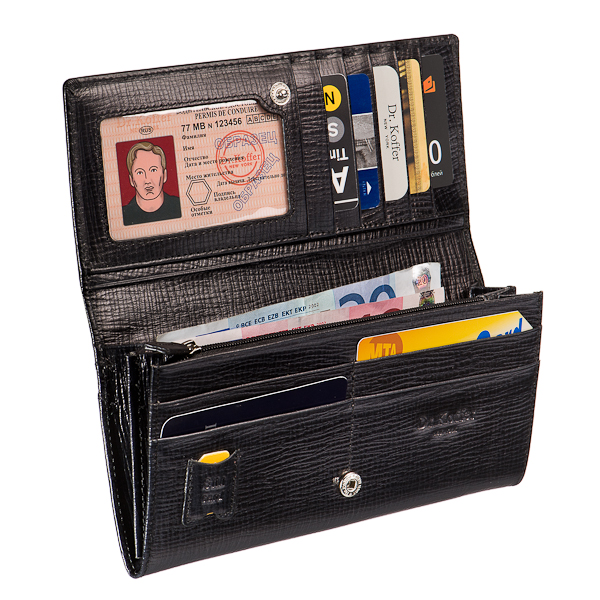 Портмоне Dr.Koffer из натуральной кожи черное