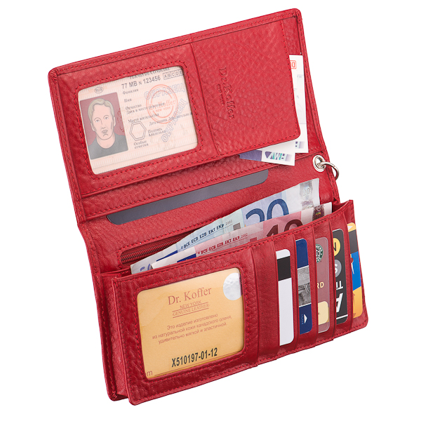 Красное портмоне с цепочкой Dr.Koffer X510197-01-12