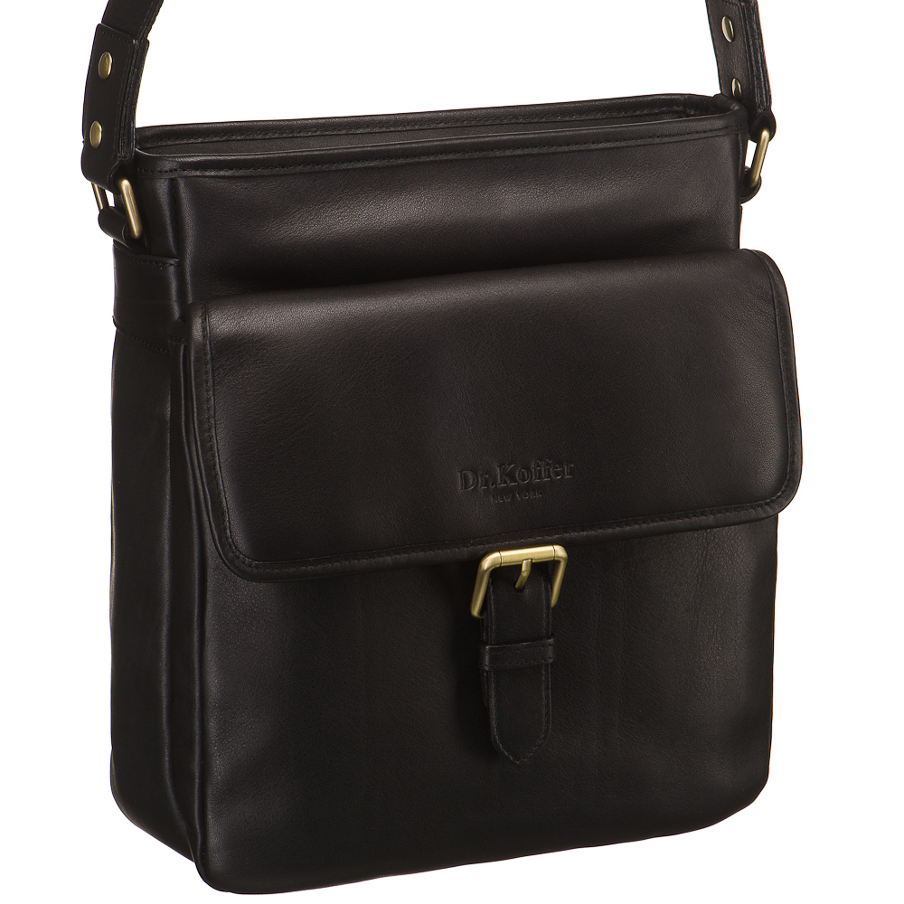 Сумка через плечо Dr.Koffer из натуральной кожи черная