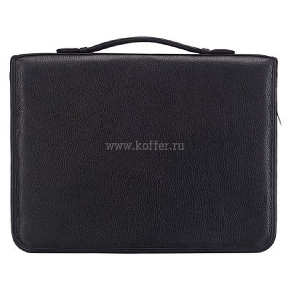 Папка для документов из черной кожи на молнии с ручкой Dr.Koffer G231980-01-04