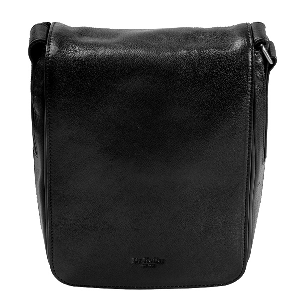 Прямоугольная черного цвета мужская сумка небольшого размера из жатой кожи Dr.Koffer M306221-02-04